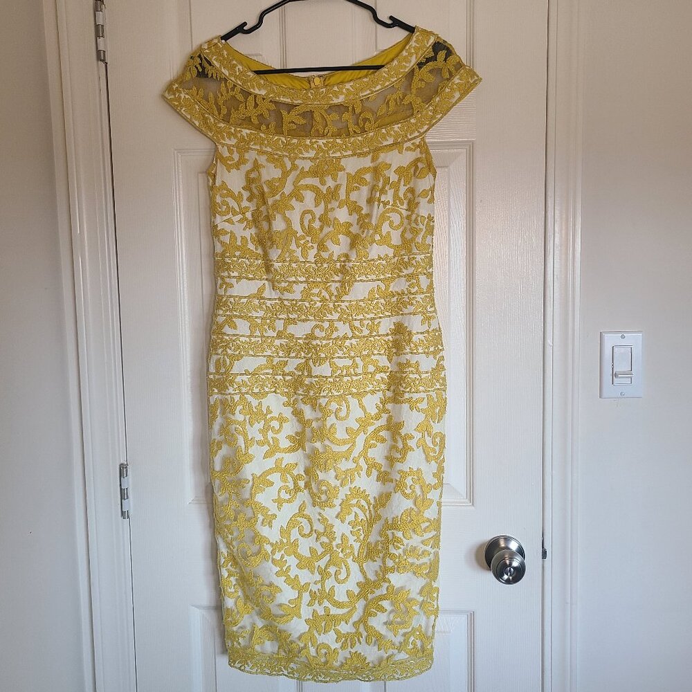 Tadashi Shoji Women Yellow Lace Dress